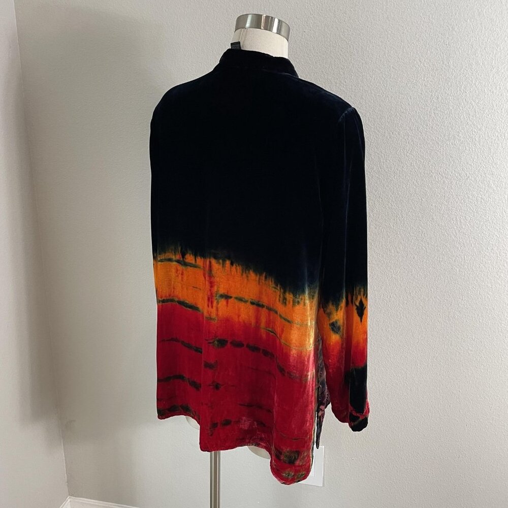 Citron Santa Monica Tunic Top Womens XL Multicolor Crane Velvet Burnout‎ Boho - Picture 4 of 13